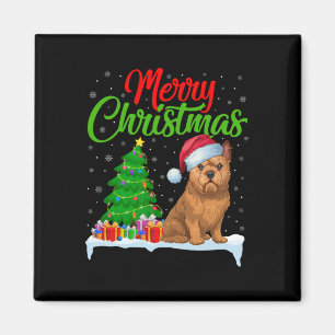 Aimant Bruxelles Griffon Chien Feux de Noël Joyeux Noël