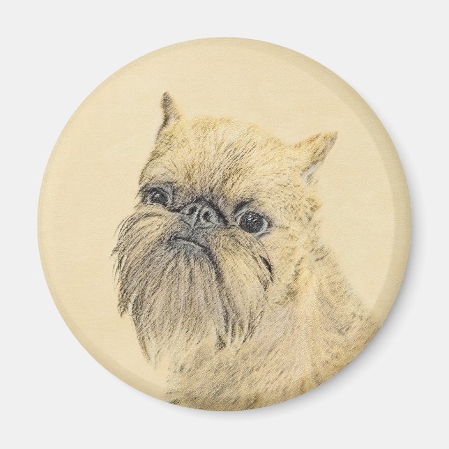 Aimant Bruxelles Griffon Peinture - Cute Original Chien A (Devant)