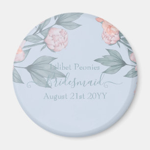 Aimant Budget Pêcher Floral Dusty Blue Sage Mariage feuil