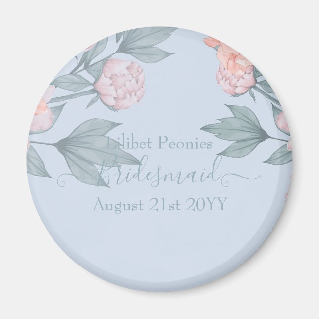 Aimant Budget Pêcher Floral Dusty Blue Sage Mariage feuil (Devant)