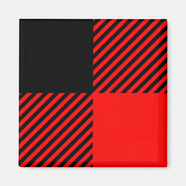 Aimant Buffalo Check Rouge et Noir Lumberjack Plaid Decor (Devant)