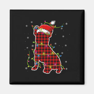 Aimant Buffalo Plaid Bulldog Père Noël Christmas Pyjama M