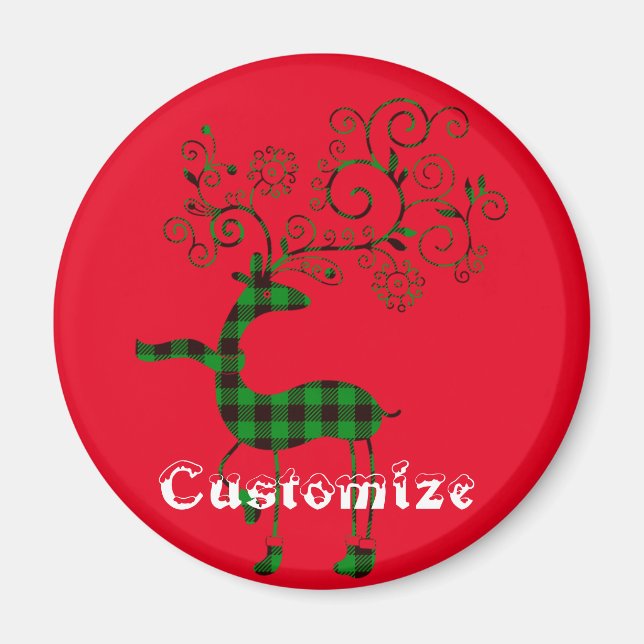 Aimant Buffalo Plaid Christmas Deer Thunder_Cove (Devant)
