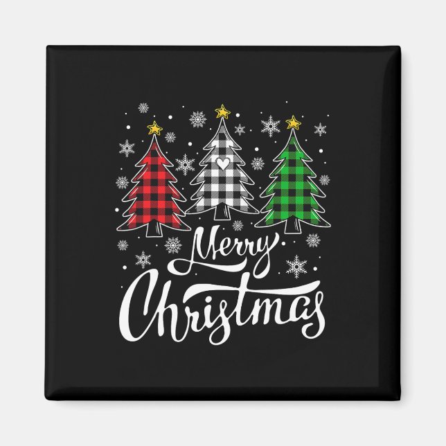 Aimant Buffle de Noël Plaid Rouge Blanc Vert Noël (Devant)