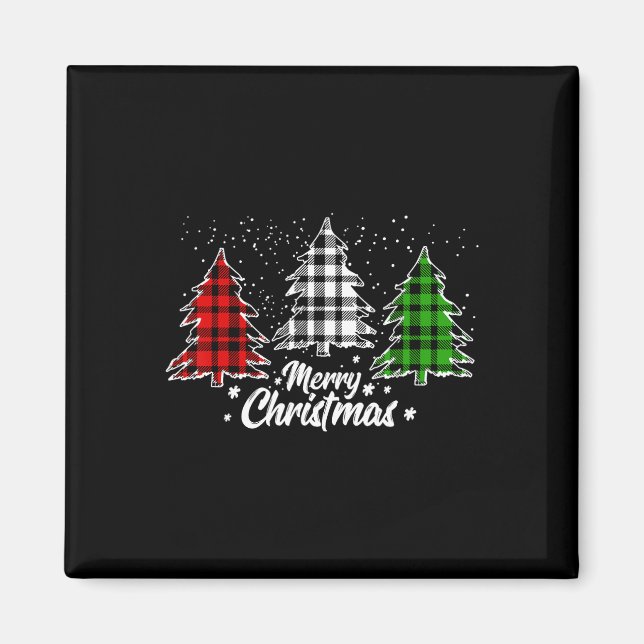Aimant Buffle de Noël Plaid Rouge Blanc Vert Noël (Devant)