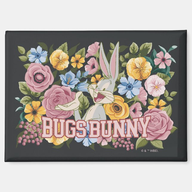 Aimant BUGS BUNNY™ Broderie Florale Graphique (Recto)