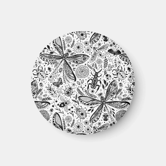 Aimant Bugs de Doodle sur bleu foncé (Devant)