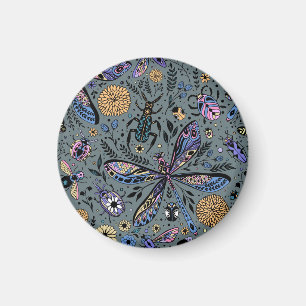 Aimant Bugs de Doodle sur le gris de latte