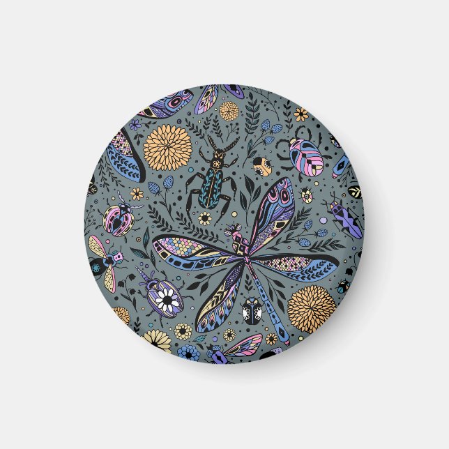 Aimant Bugs de Doodle sur le gris de latte (Devant)