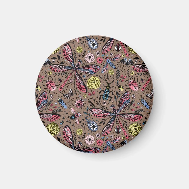 Aimant Bugs de Doodle sur mocha brown (Devant)