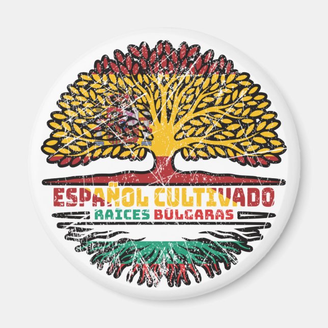 Aimant Bulgarie Bulgare Espagne Espagnol Racines Drapeau  (Devant)