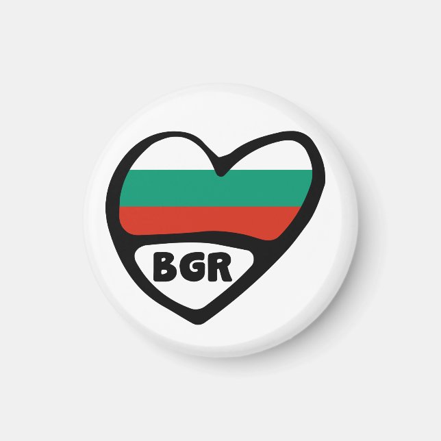 Aimant Bulgarie Code Pays Coeur Drapeau, BGR (Devant)