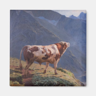 Aimant Bull dans les Alpes (par Eugène Burnand)
