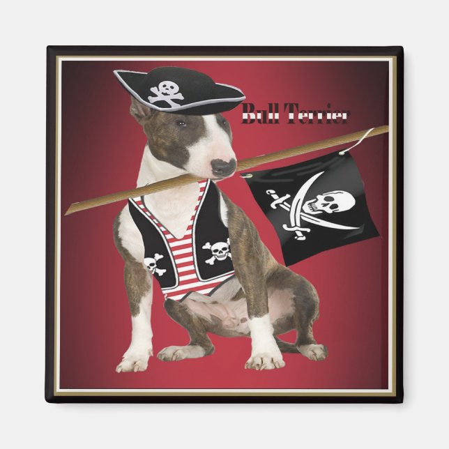 Aimant Bull Terrier Cadeaux Pirate (Devant)