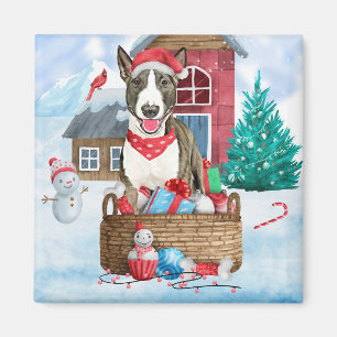 Aimant Bull Terrier Chien dans la neige Maison de Chien d