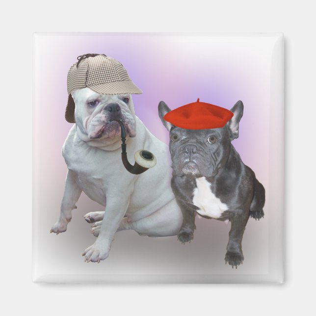 Aimant Bulldog anglais et Bulldog français (Devant)