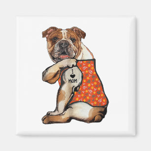 Aimant Bulldog Chien Tattoo I Love Maman Flower Mothers D
