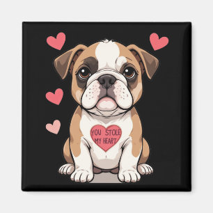 Aimant Bulldog Chiot avec un message de coeur
