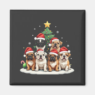 Aimant Bulldog Christmas Tree Santa Hat Puppy Amateurs
