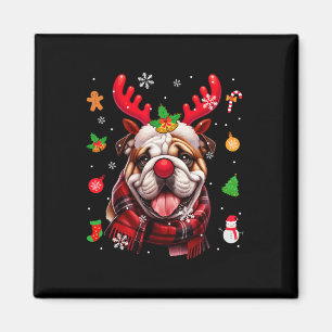 Aimant Bulldog Cosplay Reindeer Costume de Noël Propriéta