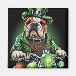 Aimant Bulldog Driving Bike St. Patrick's Day