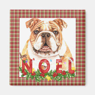 Aimant Bulldog Noel Noël à l'aquarelle 