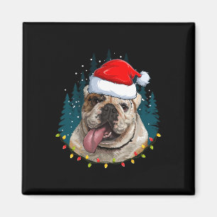 Aimant Bulldog portant Noël Noël Noël Noël - Bulldog Love