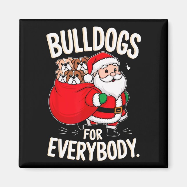 Aimant Bulldog Pour Tout Le Monde Drôle Père Noël Noël 1 (Devant)