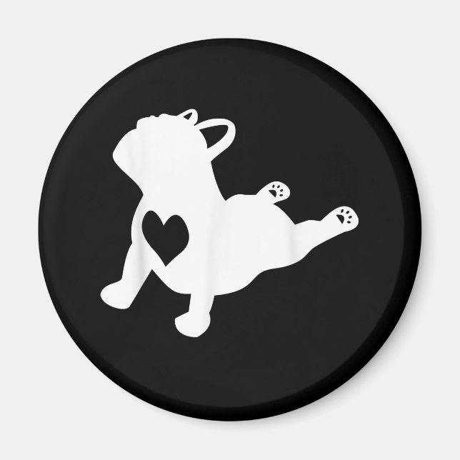Aimant Bulldog Yoga Pose Love Heart Workout (Devant)