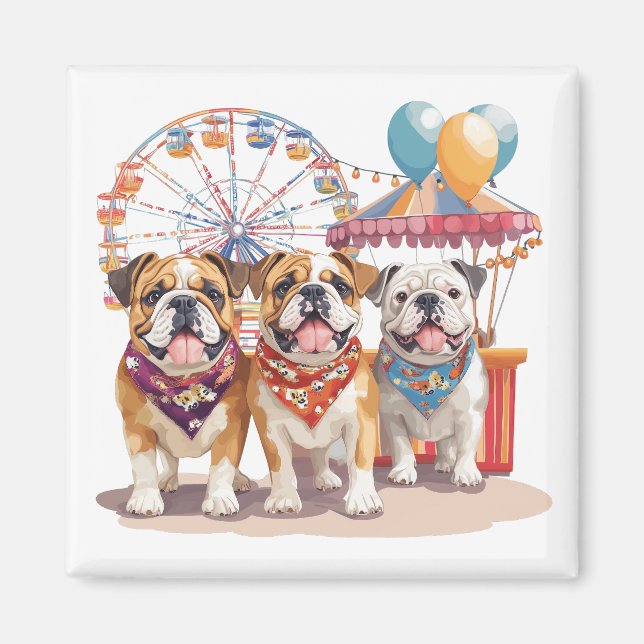 Aimant Bulldogs Anglais À Un Carnaval (Devant)