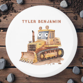 Aimant Bulldozer Aquarelle Fantaisiste