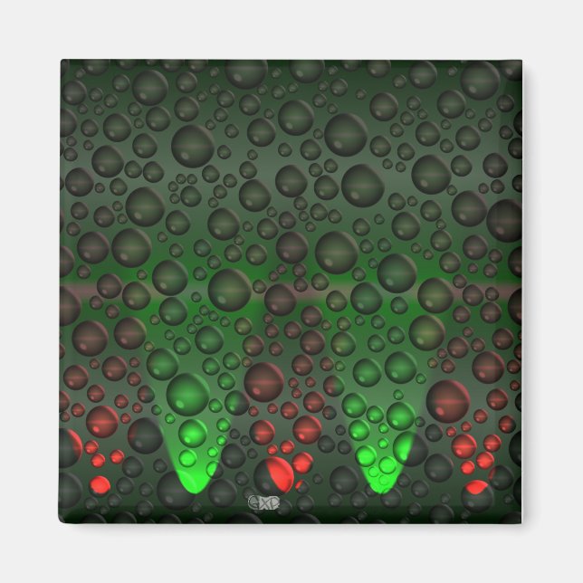 Aimant Bulles montantes Vert/Rouge (Devant)
