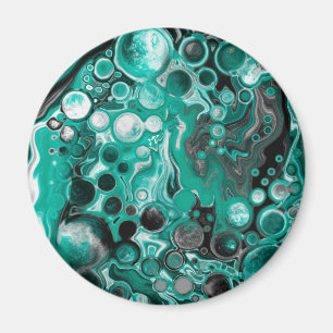 Aimant Bulles turquoises et noires Cellules d'art fluides