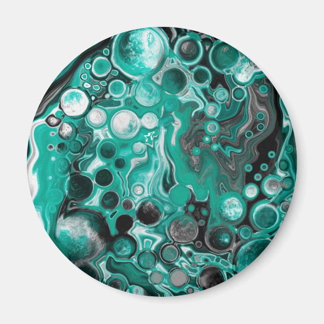 Aimant Bulles turquoises et noires Cellules d'art fluides (Devant)