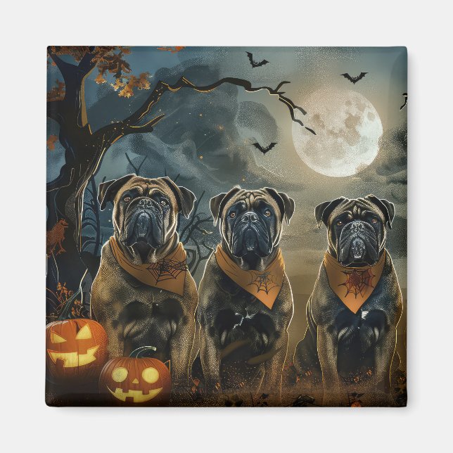 Aimant Bullmastiff Halloween Éffrayant (Devant)