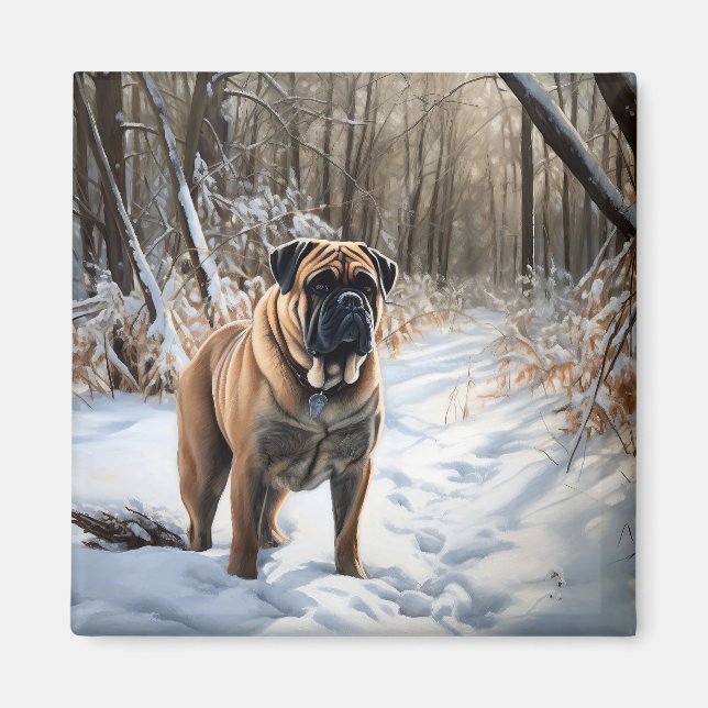 Aimant Bullmastiff Qu'il neige Noël (Devant)