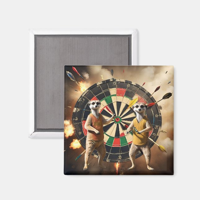 Aimant Bullseye Burrow : Meerkat Dart League, (Recto/Verso)