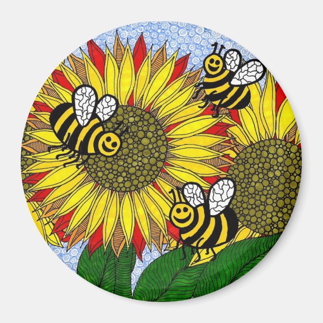 Aimant Bumblebebees Et Tournesols (Devant)
