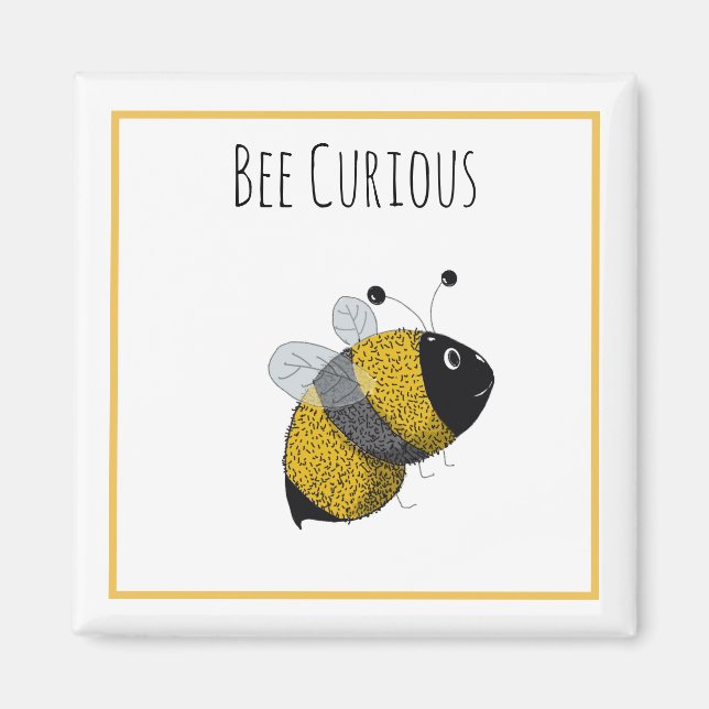 Aimant Bumblebee mignonne Jaune et Noir | Abee curieuse (Devant)