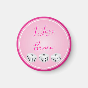 Aimant Bunco Player Dice Pink Love