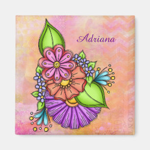 Aimant Bundle coloré Doodle Flower