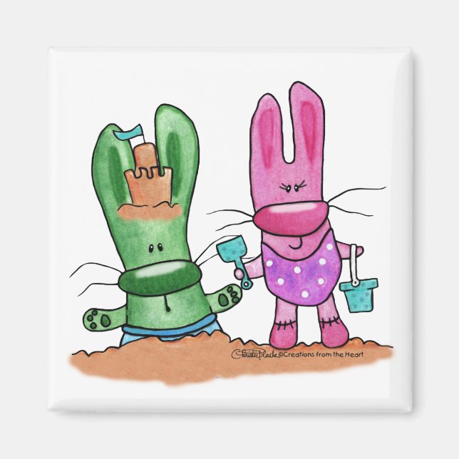 Aimant Bunnies Plage-Été Amusement (Devant)