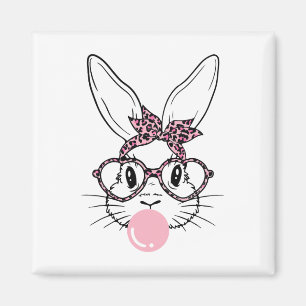 Aimant Bunny Face Leopard Gles Bubblegum Fille de Pâques