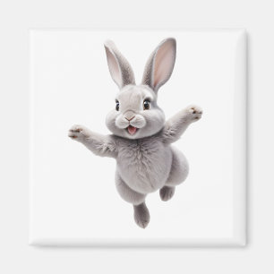 Aimant Bunny Joyeux Joueur Jouer Jouer Jumping Dans L'Air
