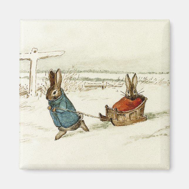 Aimant "Bunny Sleigh Ride" par Beatrix Potter (Devant)