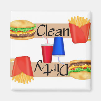 Aimant Burgers propres ou sales et lave-vaisselle Fries