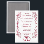 Aimant Burgundy Bells Scrollwork Mariage Enregistrer La D<br><div class="desc">Mariage enregistrer la conception des cloches magnétiques de date. Customisez ce mariage rouge enregistrez l'aimant de date avec vos détails mariages. Si vous avez besoin d'aide pour vous customiser,  contactez-nous via le lien de cette page. Cloches de couleur bordeaux design mariage personnalisé enregistrer la date aimant</div>