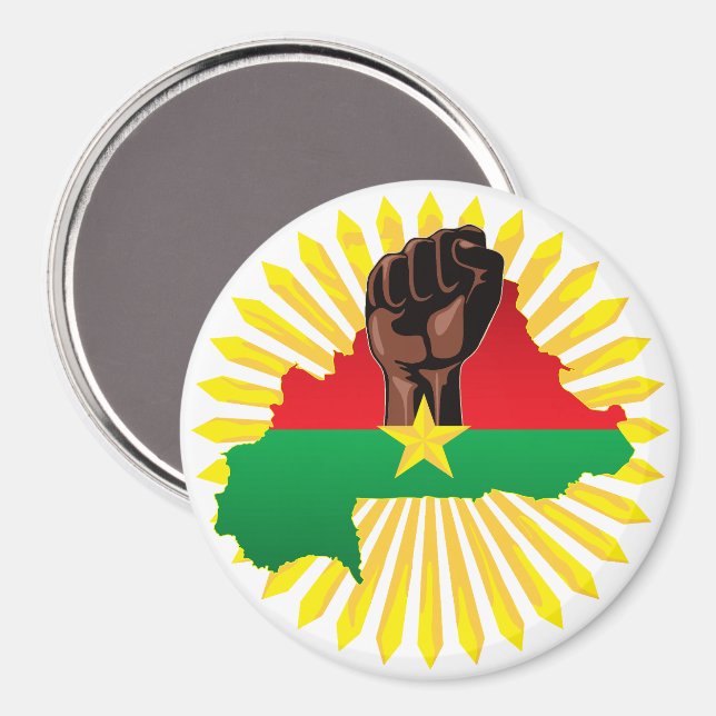 Aimant Burkina Faso Carte, drapeau et première révolution (Recto/Verso)