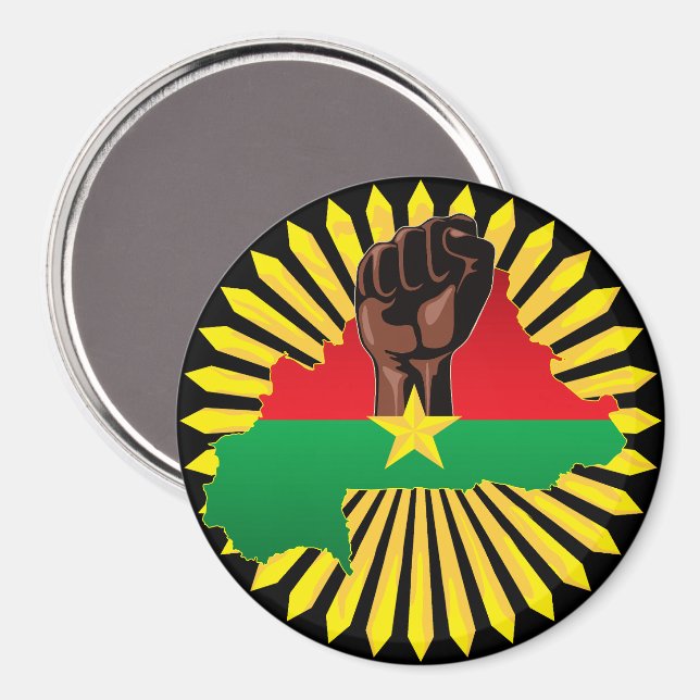 Aimant Burkina Faso Carte, drapeau et première révolution (Recto/Verso)