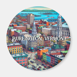 Aimant Burlington, Vermont Comic Style Art